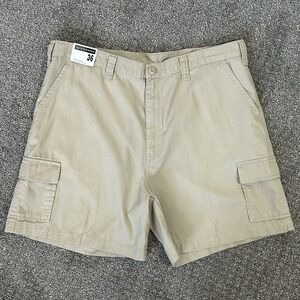 *NWT* Giordano Khaki Cargo Shorts ~Men's 36 ~ Flat Front Cotton 6" Inseam